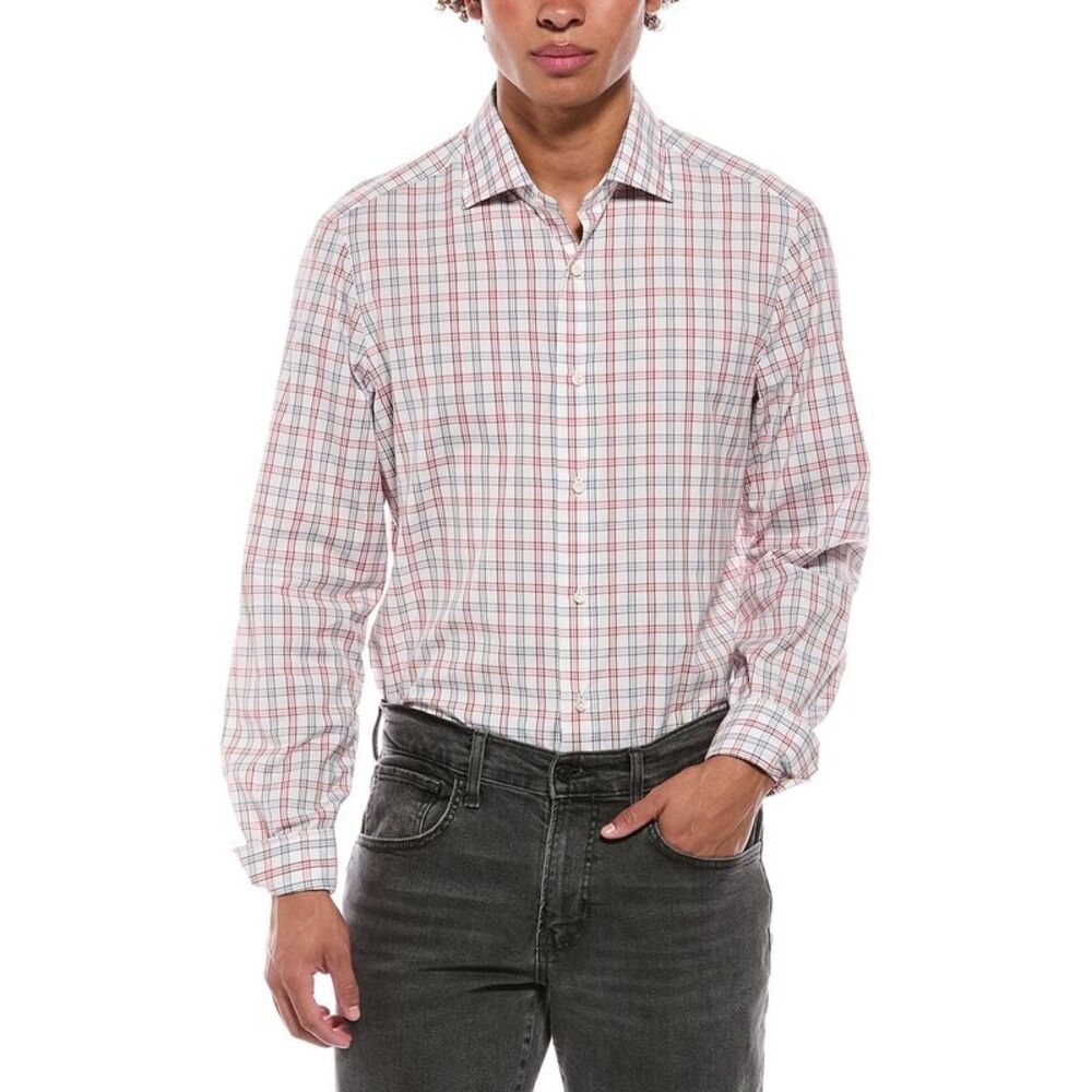 Isaia Mens  Milano Mix Dress Shirt, White